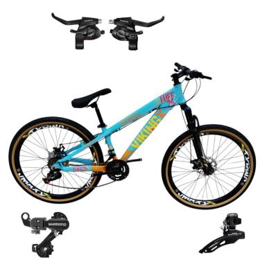 Imagem de Bicicleta 26 VikingX T25 21v Cambios Shimanos e Trocador  Pneu Aro 26 Balão Faixa Amarela-Unissex