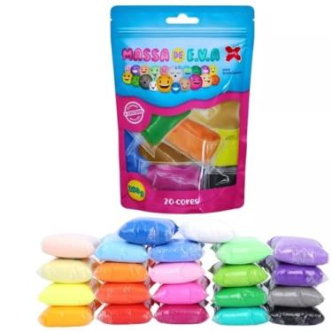 Imagem de Massa Massinha Eva 20 Cores Modelar Artesanato make+ 250g