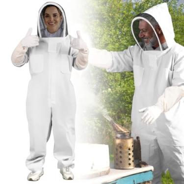 Imagem de Macacao Apicultor Roupa Apicultor, Macacao Apicultor Com Luva, Macacão Apicultor Brim Roupa Abelha Ventilado Completo Mascara e Chapeu (G)