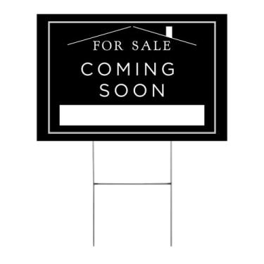 Imagem de Lashicorn Em Breve, Placa Imobiliária Para Casa, 12 X 18" Com Estaca Forma De H, Venda Casa Aberta, Corretor Imóveis, Elegante, Branco, Minimalista, Moderno