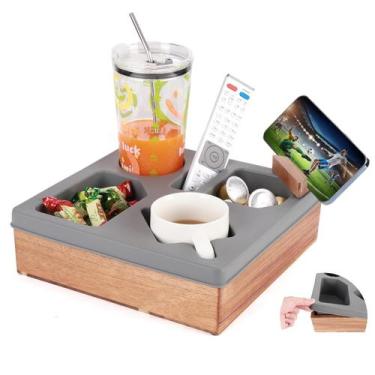 Imagem de Bandeja porta-copos de sofá ducafaery Silicone Wooden Grey