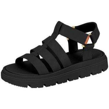 Imagem de Sandalia Moleca Casual Tratorada Flat, 38, Preto