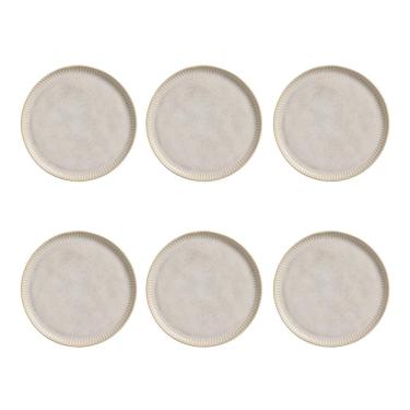 Imagem de Conjunto de Pratos Rasos Porto Brasil Linhas Latte com 6 Peças - Bege