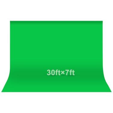 Imagem de EMART Pano de fundo de foto de tela verde, 9 x 2,1 m, pano de fundo de sessão de fotos, croma, tela verde, cortina de tecido de poliéster para remoção de fundo, reunião de zoom, estúdio de vídeo