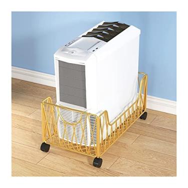 Imagem de Suporte de CPU móvel para CPU, carrinho de metal para torre de PC, suporte de CPU com 4 rodas de rodízio embaixo da mesa, para suporte de CPU de escritório doméstico (dourado)