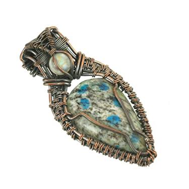 Imagem de Impressionante colar com pingente de várias pedras preciosas embrulhado em fio de cobre feito à mão 50,8 cm - perfeito para conexão espiritual e intuição, Gema, Pedra da lua