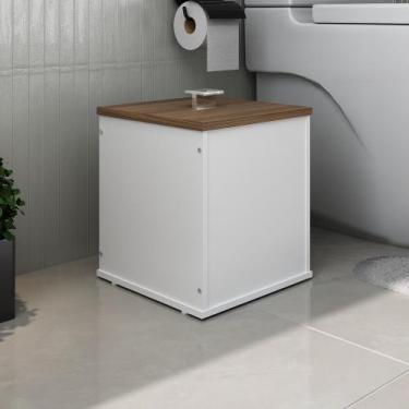 Imagem de Lixeira Banheiro Cesto Cozinha Luxo MDF - Fabribam Gabinetes, Branco/n