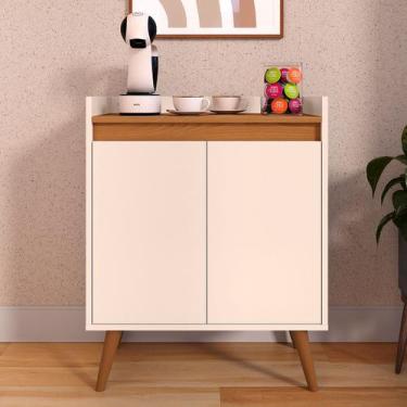 Imagem de Aparador Armario Buffet Pés Palito Victória 2 Portas Off white/Freijó 