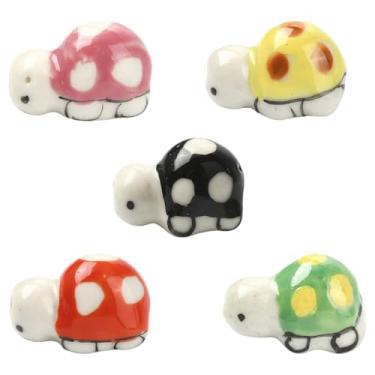 Imagem de UR URLIFEHALL 10 contas de porcelana de tartaruga marinha, 5 cores, contas espaçadoras de animais 3D feitas à mão para pulseira faça você mesmo, colar, artesanato, fabricação de joias