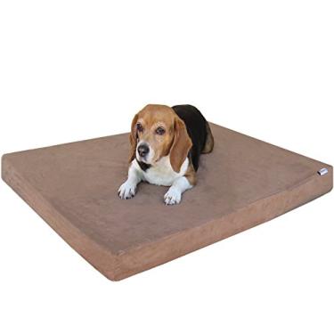 Imagem de Cama Dogbed4less com espuma de memória para cães | Capa ortopédica de alívio de pressão verdadeiro, à prova d'água e 2 capas externas laváveis | 7 tamanhos 2 coresDogbed4less 35X20X4 Inches Small Medium marrom Small Orthopedic Waterproof Dog Bed