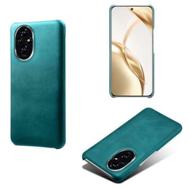 Imagem de Capa para Honor 200 PRO 5G,Proteção contra quedas,Casca de volta de cor sólida simples,Design de couro de imitação de plástico-Green