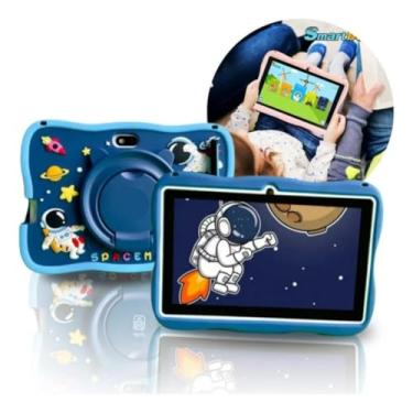 Imagem de Tablet Infantil 7 Polegadas, 64GB/4GB RAM, Android 13, Tela IPS HD, Bateria 3200mAh, com Caneta Touch e Capa Protetora Espacial (Azul)