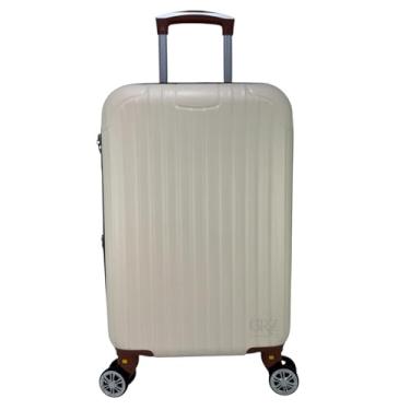 Imagem de Mala De Viagem Bordo Avião 10kg Rígida Cadeado Com Segredo Rodinhas Duplas 360° Impermeável (Creme)
