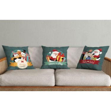 Imagem de Trio de capa de almofada natal - AQUARELA, PAPAI NOEL