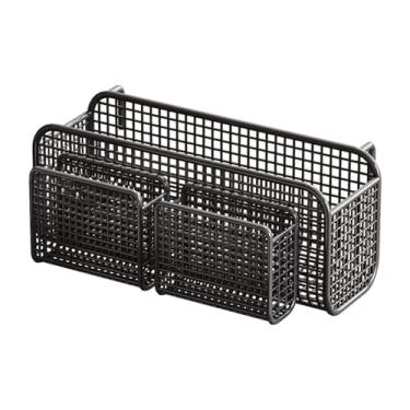 Imagem de DimyFew Cesta de armazenamento suspensa multiuso para revista, telefone, bebidas, organizador de beliche, Black L with Basket