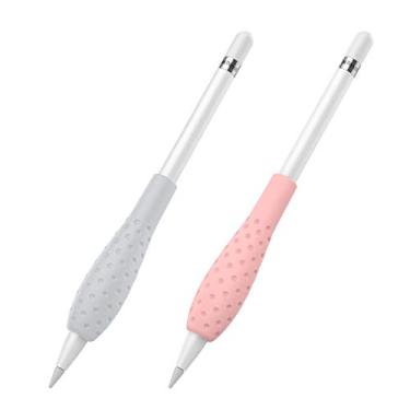 Imagem de MoKo [Pacote com 2 suportes de silicone Ergo capa protetora compatível com Apple Pencil 1ª/2ª geração, cinza e rosa