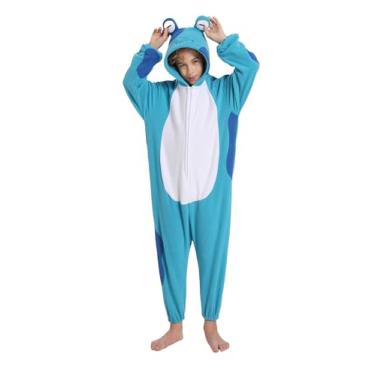 Imagem de LONULAIN Pijama infantil unissex Oneise com capuz, flanela, cosplay, fantasia, roupa de casa/roupa de dormir, Sapo, 5-6 Anos