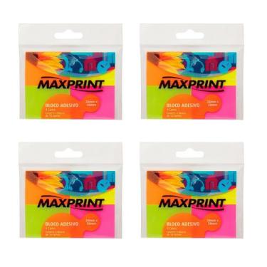 Imagem de Kit 4 Papéis Adesivos Lembrete Anotações Blocos Coloridos - Maxprint