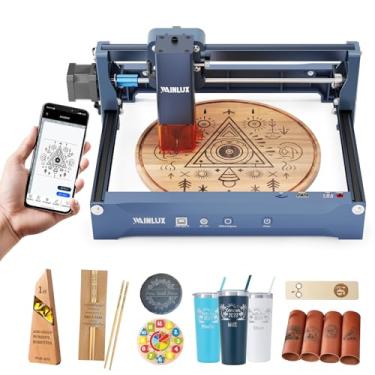 Imagem de WAINLUX X2 Máquina de gravação a laser 5 W, gravador a laser com grande área de gravação 200 x 150 mm, gravador a laser potente de 48 W para madeira, metal, couro, acrílico, projetos DIY, classe 1