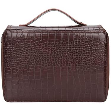 Imagem de Estojo para canetas, grande capacidade, 200 slots, porta-lápis, zíper de 4 camadas, armazenamento classificado, estojo para canetas, canetas, canetas coloridas(Marrom)