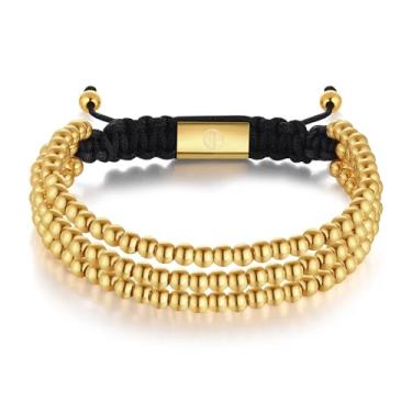 Imagem de WP WEPICK Pulseiras masculinas de aço inoxidável banhado a ouro 18 K, corrente de elos francos, pulseira ajustável para homens, joias não manchadas, presente de aniversário, 6mm, Sem Pedra Preciosa