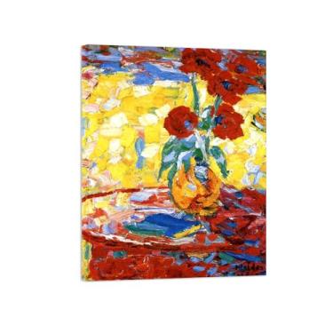 Imagem de Flores Pintura em tela Famosa Pintura Reprodução-Quadros para sala de estar-Vaso flores 4-Pôster pronto para pendurar Tela Embrulhada 60x80cm