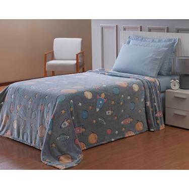 Imagem de Manta Shine Mágica Fluorescente Solteiro 1,50m x 2,20m – Microfibra Luminosa que Brilha no Escuro Infantil (PLANETAS MARINHO)