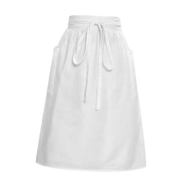 Imagem de IEUDNS longo branco para empregada doméstica, fantasia para mulheres, simples, liso, com bolsos, de cintura para garçom, pintura, arte,