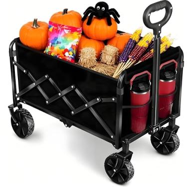 Imagem de Carrinhos de carroça dobrável, leve, portátil, utilitário, dobrável, com rodas, carrinho dobrável com alça flexível, carrinho pequeno com capacidade de 99,8 kg para compras, esportes, acampamento