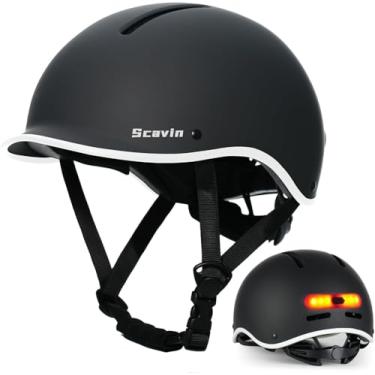 Imagem de Scavin Capacete de bicicleta para adulto: Capacete de bicicleta com interior de espuma EPS para homens e mulheres, capacete de ciclismo ajustável com luz LED certificado de segurança para deslocamento
