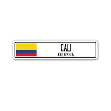 Imagem de CALI, COLÔMBIA Adesivo de sinal de rua decalque parede janela porta bandeira colombiana cidade país estrada parede adesivo gráfico personalizado gráfico
