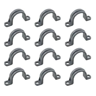 Imagem de TAODAN 12 peças de tiras de conduíte de plástico com dois furos, braçadeira de PVC em forma de U de 3/10.2 cm para prender o cabo
