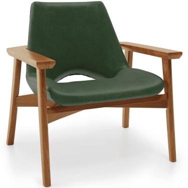 Imagem de Poltrona Decorativa Para Sala de Estar Living Base Madeira Becker L02 Couríssimo Verde Musgo - Lyam Decor