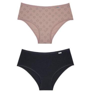 Imagem de Kit Com 2 Calcinhas Altas DelRio - Ref. 50368, G, Blush estampado, Pre