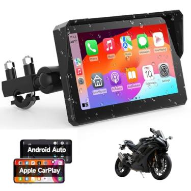 Imagem de AotuLink Sistema de navegação GPS Carplay para motocicleta sem fio de 17 cm com Apple Carplay e Android Auto, tela de reprodução portátil para motocicleta, navegação, Siri, Google Assistant.