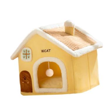 Imagem de KiBcsLic Bola suspensa para gatos, casinha quente e à prova de vento, confortável, interativa, caverna de inverno para animais de estimação, ouriços, hamsters, M for 4kg Pet