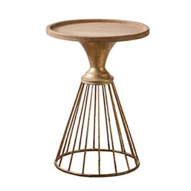 Imagem de Mesa de centro redonda mesa de centro, mesa lateral de sofá com mesa de madeira e moldura de metal, mesa de canto, mesa de cabeceira, fácil montagem para sala de estar, quarto, escritório, entrada