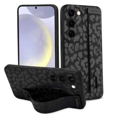 Imagem de LSL Capa para Samsung Galaxy S23 5G com alça de dedo para mulheres e meninas, linda capa de telefone leopardo com suporte de pulseira, capa fina protetora de silicone à prova de choque para câmera