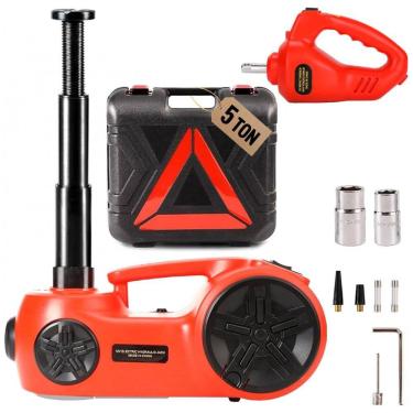 Imagem de Kit Macaco Elétrico para Carros 5 em 1 - Elevador Hidráulico com Bomba Integrada e Chave de Impacto - Trihelper