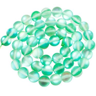 Imagem de rockcloud Contas de vidro fosco verde de 8 mm redondas soltas 38 cm para acessórios de descobertas de fabricação de joias