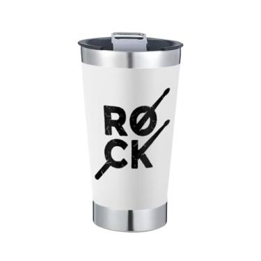 Imagem de Copo Térmico Rock Baquetas Branco Com Tampa e Abridor Chopp