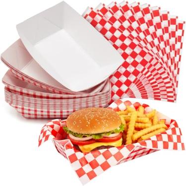 Imagem de Avant Grub Bandeja De Papel Resistente E À Gordura 1,3 Kg Com Forro Para Frios, Pacote 50 Unidades. Embalagens Sanduíches 30 X Cm, Cestas Papelão Revestido Duráveis. Ideal Festivais, Carnavais Barra