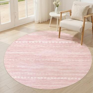 Imagem de Nakagishi Tapete redondo lavável para cozinha: 4x4 antiderrapante boho macio moderno resistente a manchas piso interno neutro casa de fazenda tapete para corredor banheiro lavanderia entrada quarto