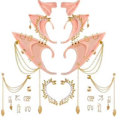 Imagem de Conjunto de 3 pares de orelhas de elfo com piercings para cosplay, 3 pares de orelhas macias com punhos de lua, orelha de fada, brinco de elfo para mulheres adultas, sessão de fotos de festa à