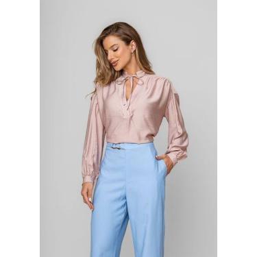 Imagem de Blusa Alfaiataria Com Gola V Laço Rosa Salvatore - Salvatore Fashion, 