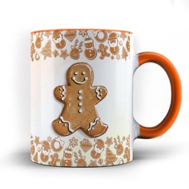 Imagem de Caneca xicara porcelana Natal Biscoito de Gengibre 25 (Amarela)