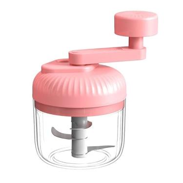 Imagem de KIT De 2 Mini Processadores Elétricos, Moedor Para Carne, Vegetais, Alho, Fruta E Amendoim, 250ml, Para Casa E Cozinha, Fácil De Limpar E Prático(2 un-Rosa Manual)