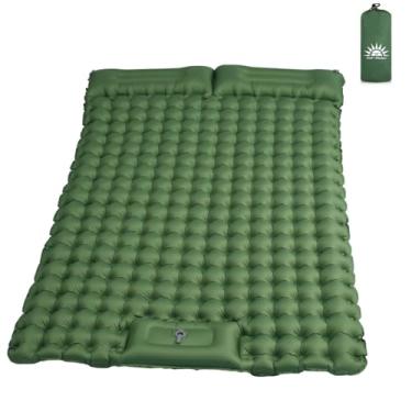 Imagem de Colchão Inflável para Camping Casal com Travesseiro, Compacto e Resistente, 195 * 132 * 8cm (Verde)