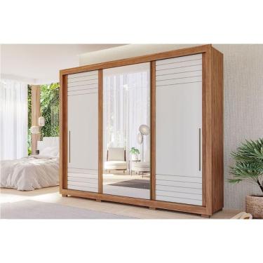 Imagem de Guarda Roupas 3 Portas De Correr De (1 C- Espelho) E 6 Gavetas Vitória Cinamomo-off White - Panan