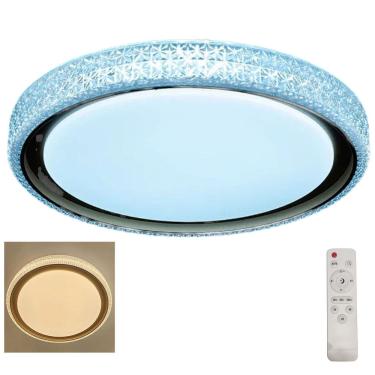 Imagem de Luminaria Plafon LED 3 Tons Luxo Cristal Controle Remoto Comercial Residencial Iluminaçao Moderno